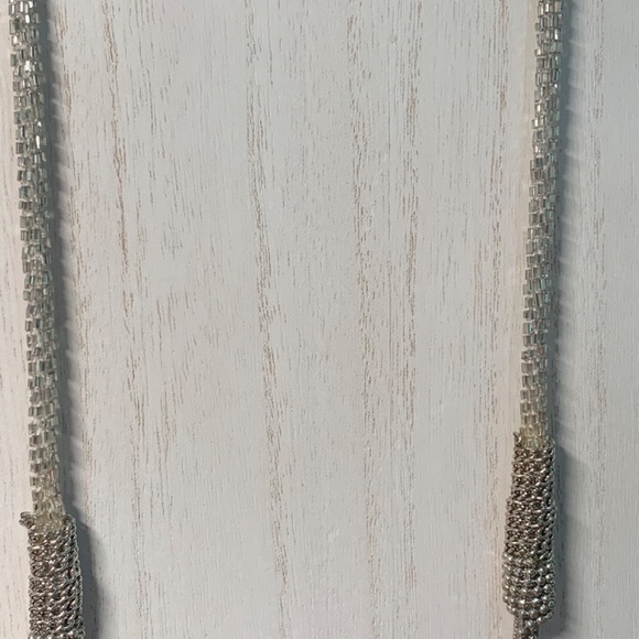 CHICO’S Silver beaded and chain Statement Necklace. 39”-43” - Picture 4 of 8